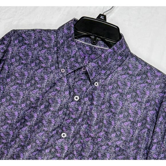 Luchiano Visconti Other - Visconti Black Shirt Mens XL Extra Large Purple Black Long Sleeve Button Up